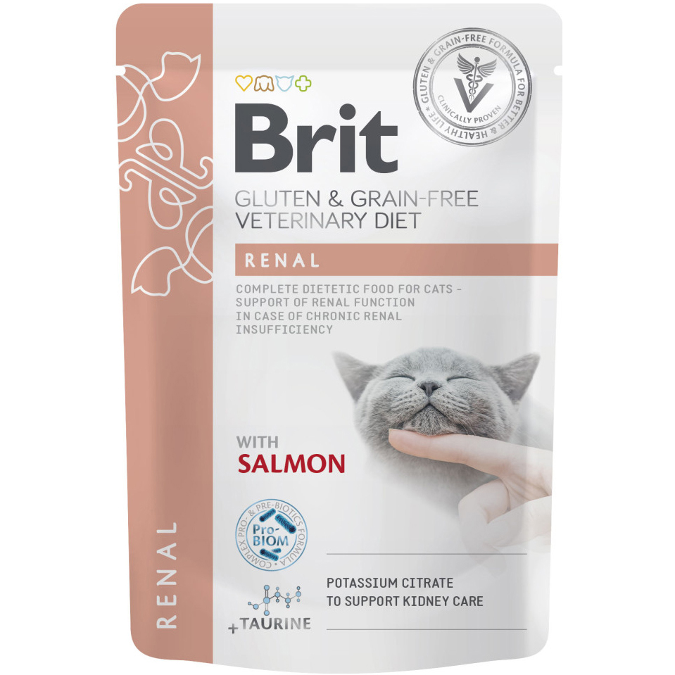 Вологий корм для котів Brit GF Vetetinary Diet Renal з лососем 85гфото1