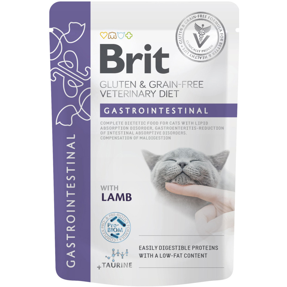 Влажный корм для котов Brit GF Vetetinary Diet Gastrointestinal с ягненком 85г фото 1