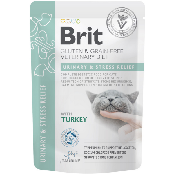 

Влажный корм для котов Brit GF Vetetinary Diet Urinary&Stress Relief с индейкой 85г
