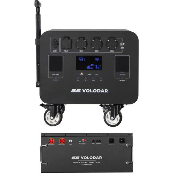 

Комплект портативная станция 2Е Volodar 5000W, 5120Wh, WiFi/BT+Батарея расширения емкости 5120Wh (2E-PPS5051_2E-PPSEB51)