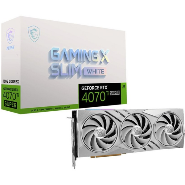 Акція на Видеокарта MSI GeForce RTX 4070 Ti SUPER 16GB GDDR6X GAMING X SLIM WHITE (912-V513-613) від MOYO