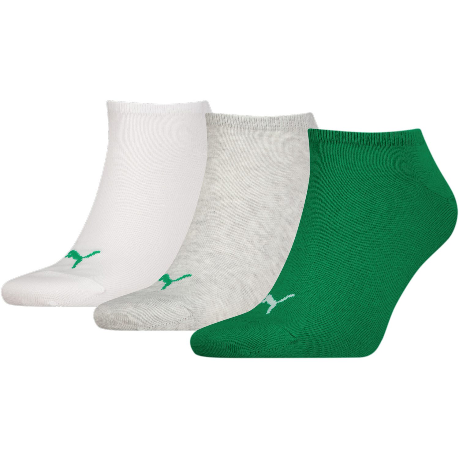 Носки Puma Unisex Sneaker Plain 3P 39-42 3 пары белые, серые, зеленые фото 