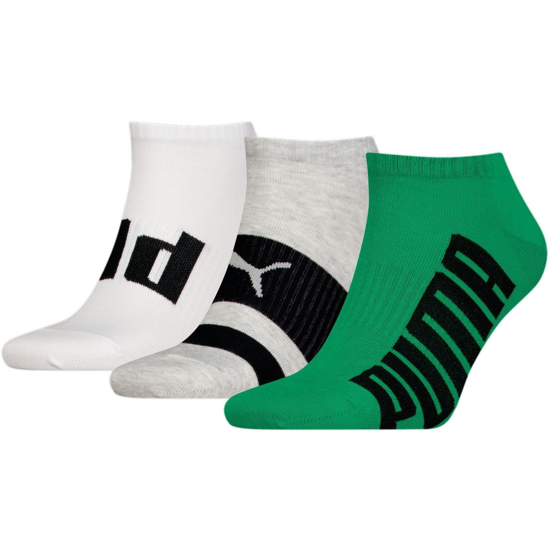 Шкарпетки Puma Unisex Big Logo Sneaker 3P 39-42 3 пари білі, сірі, зеленіфото1