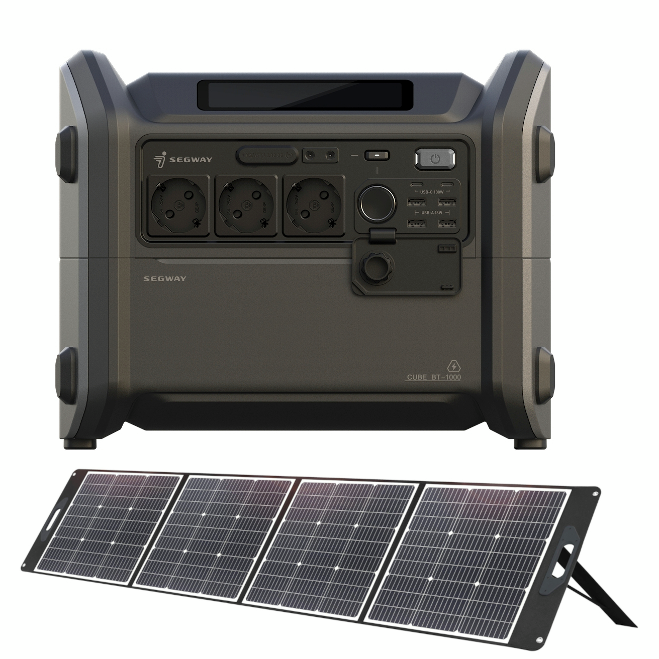 Портативна зарядна станція Segway CUBE 1000, 2584W, 1024Wh + сонячна панель 2E 250 Вт (AA.13.04.02.0004-SET250)фото