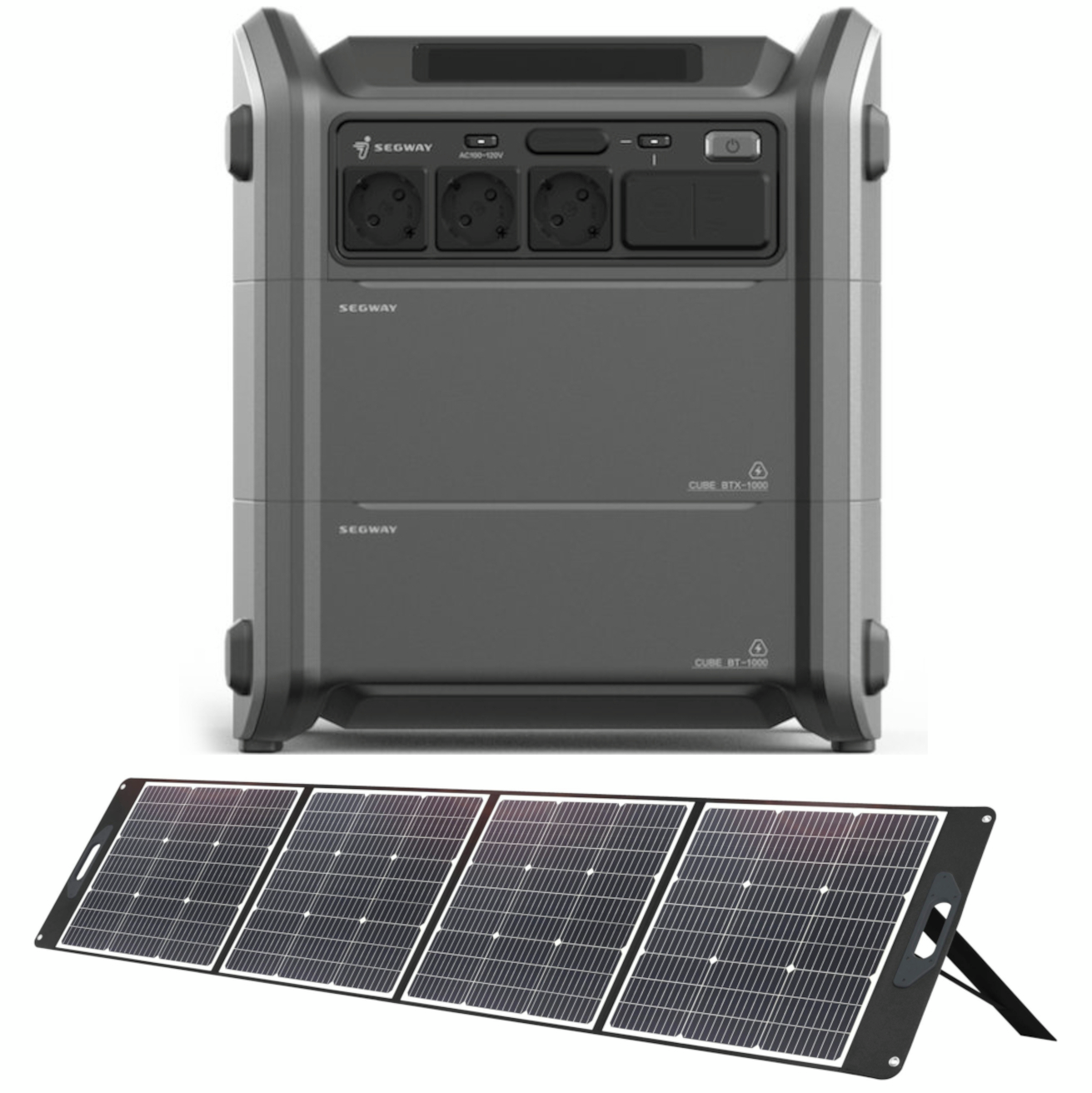 Портативная зарядная станция Segway CUBE 2000, 2584W, 2048Wh + солнечная панель 2E 250 Вт (AA.13.04.02.0007-SET250) фото 