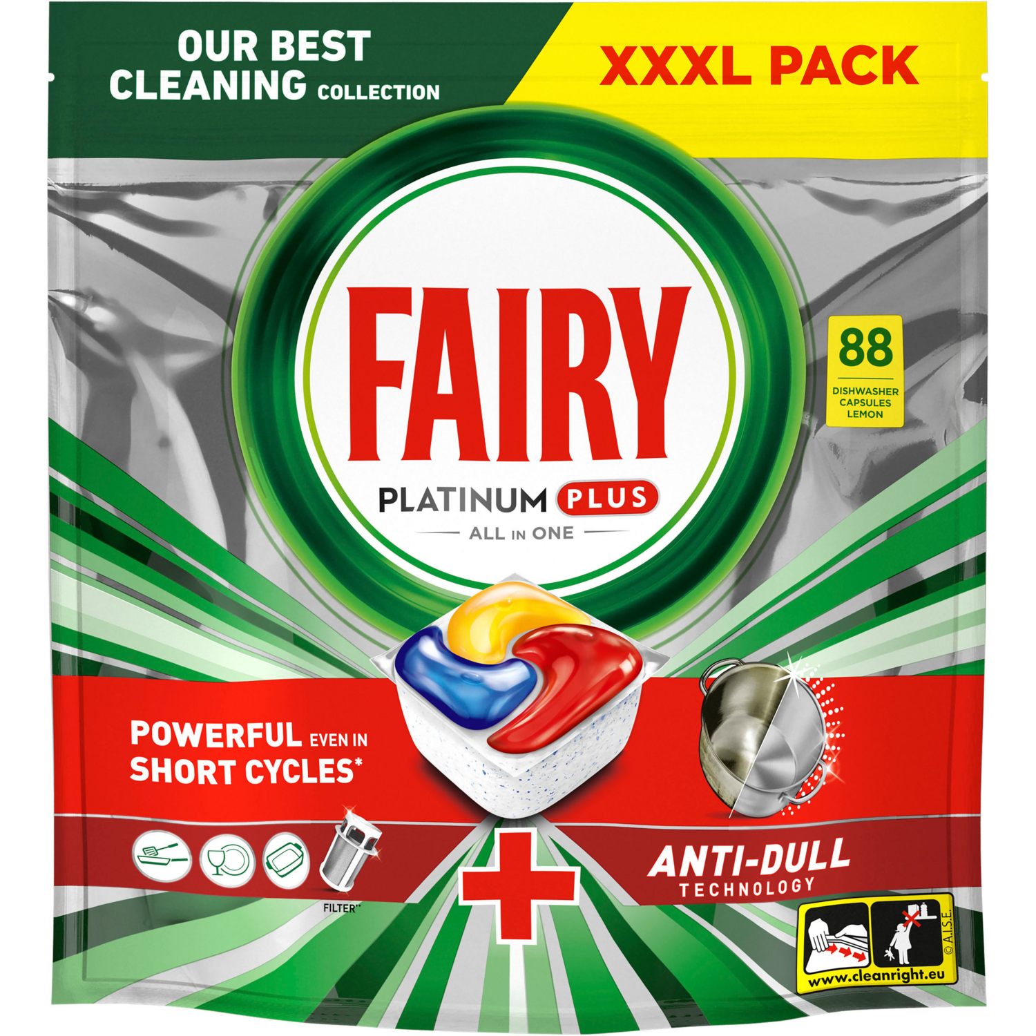 Капсулы для посудомоечных машин Fairy Platinum Plus All in One Лимон 88шт фото 