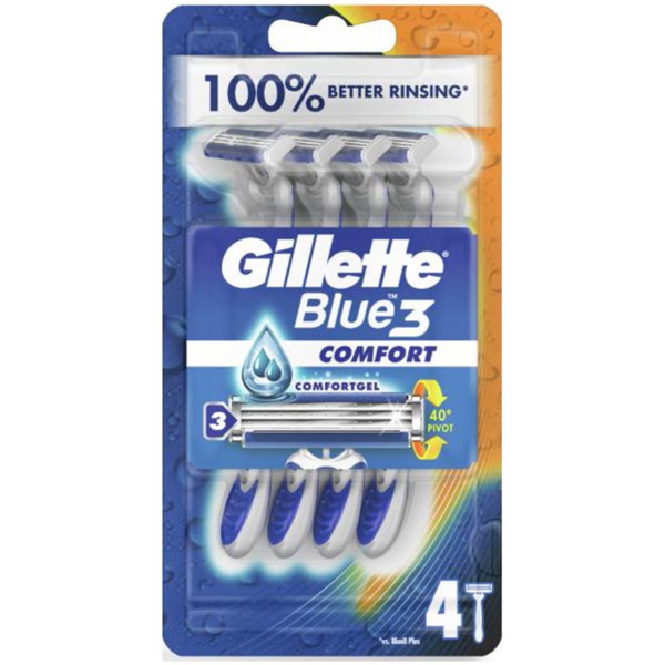 Бритва без сменных картриджей Gillette Blue 3 Comfort 4шт