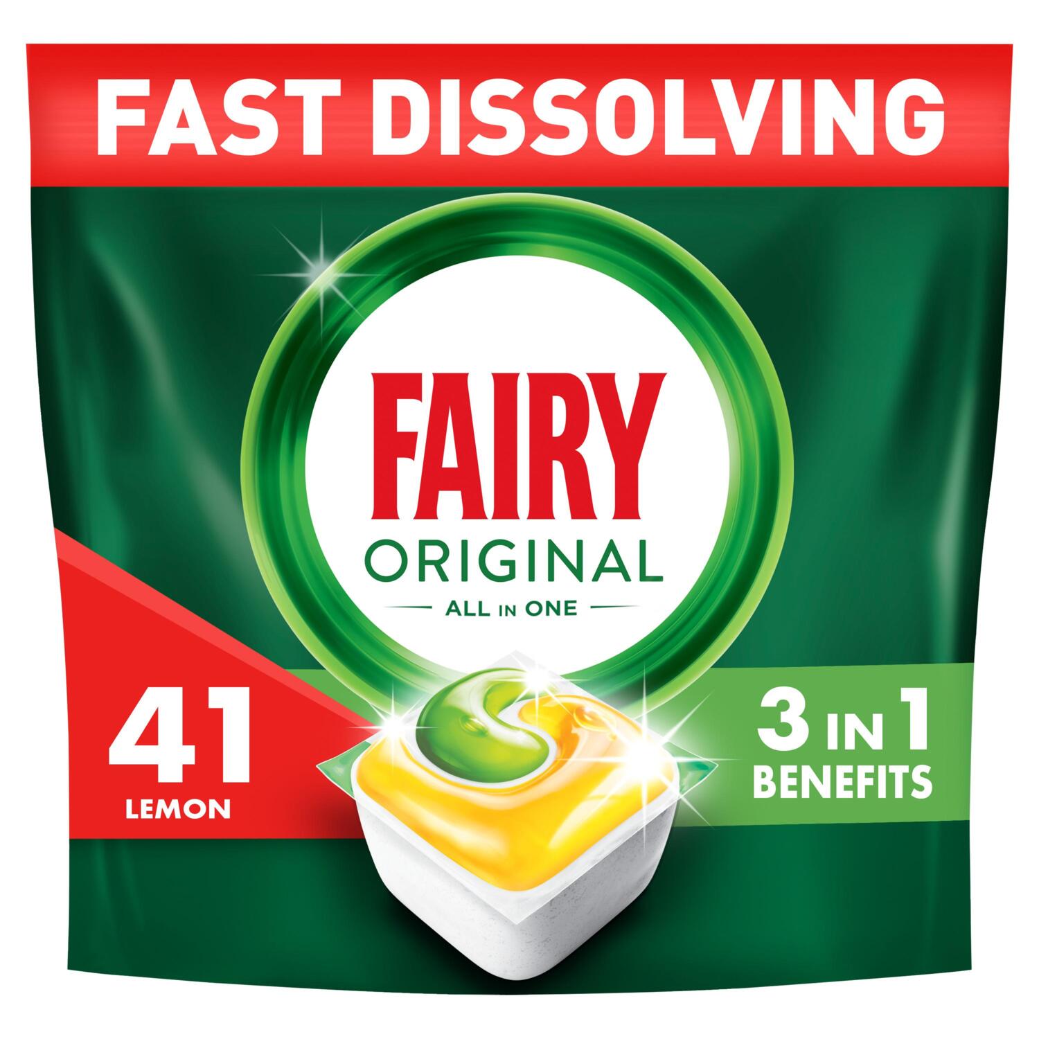 Капсулы для посудомоечных машин Fairy Original All in One Лимон 41шт фото