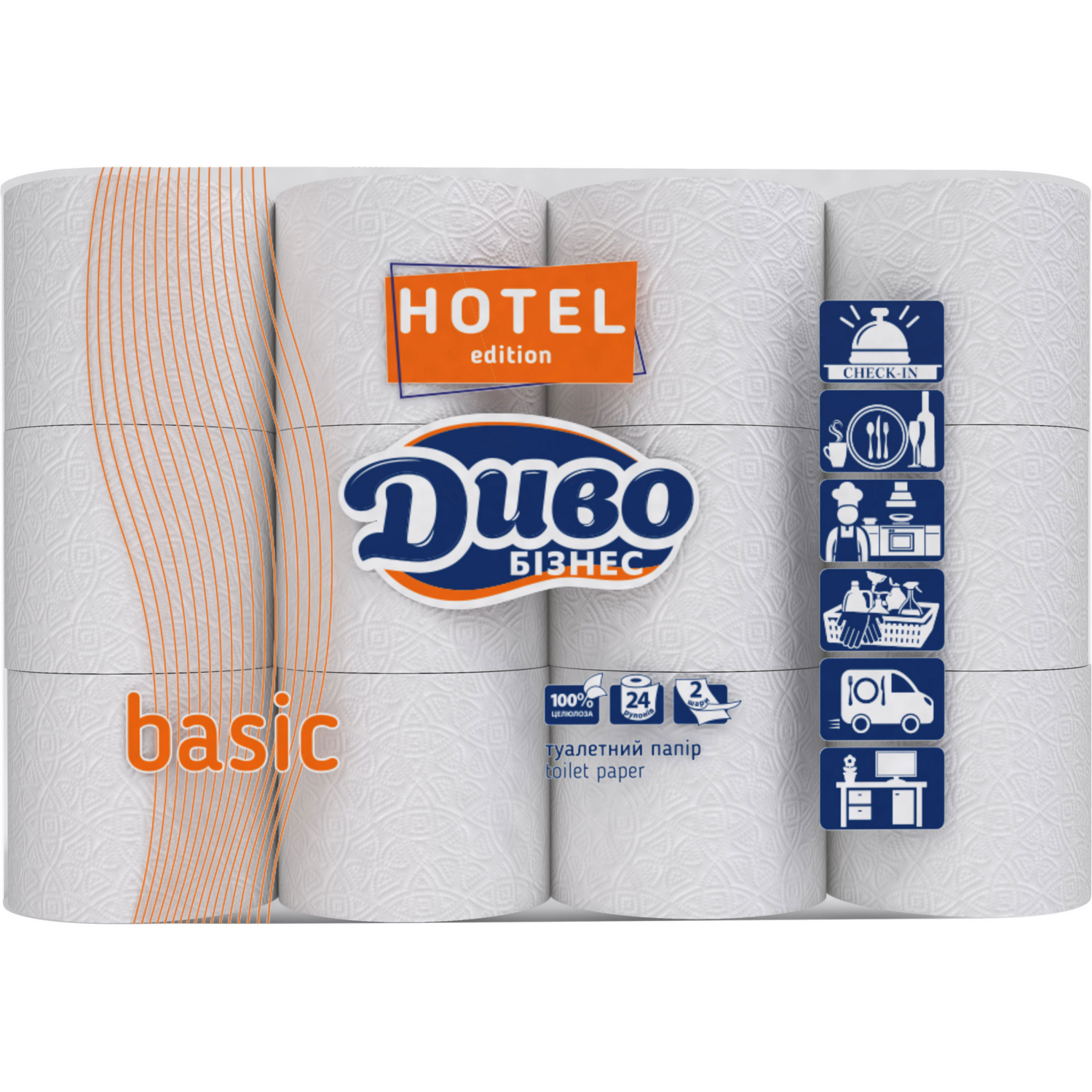 Туалетний папір Диво Бізнес Basic Hotel Edition 2 шари 24штфото