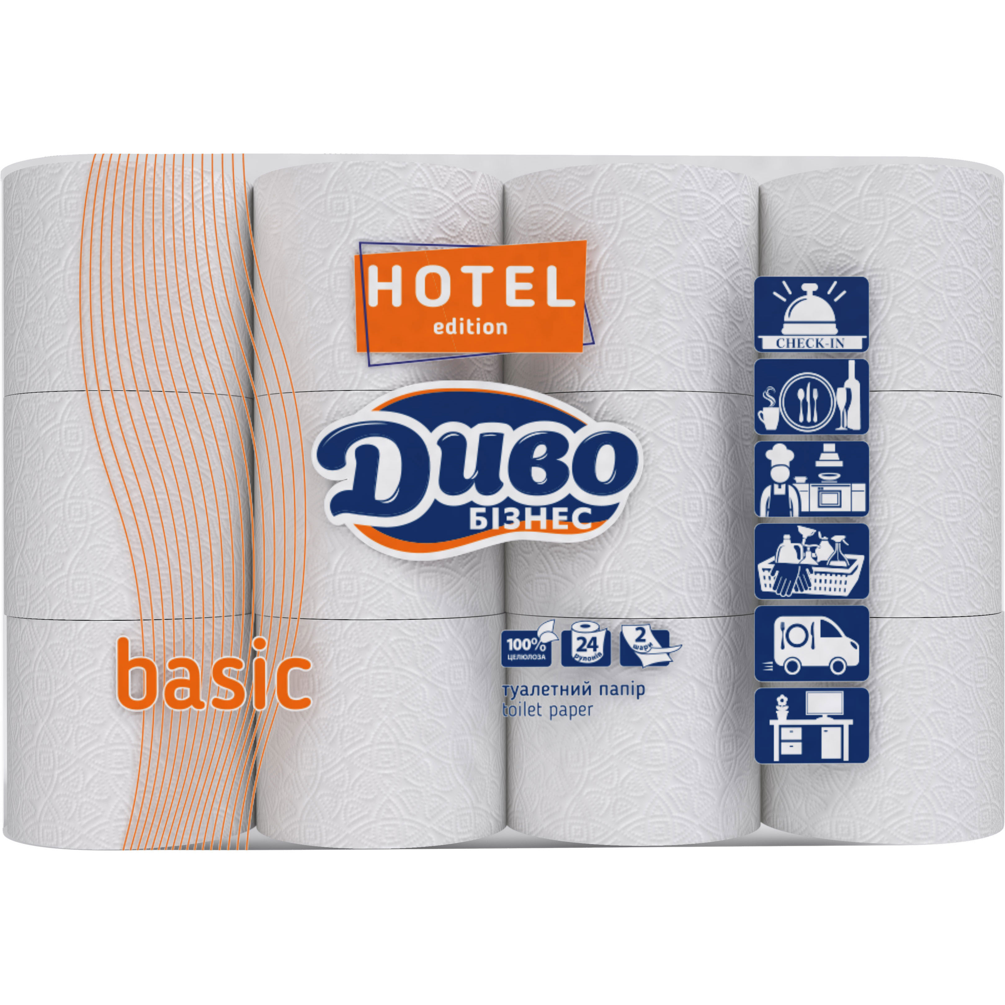 Туалетний папір Диво Бізнес Basic Hotel Edition 2 шари 24штфото1
