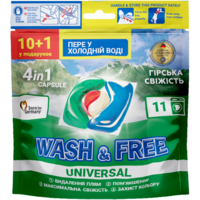 Капсулы для стирки Wash&Free Горная свежесть 11шт