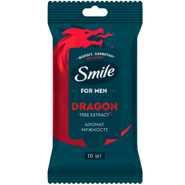 

Салфетки влажные Smile for men с экстрактом дерева дракона 10шт