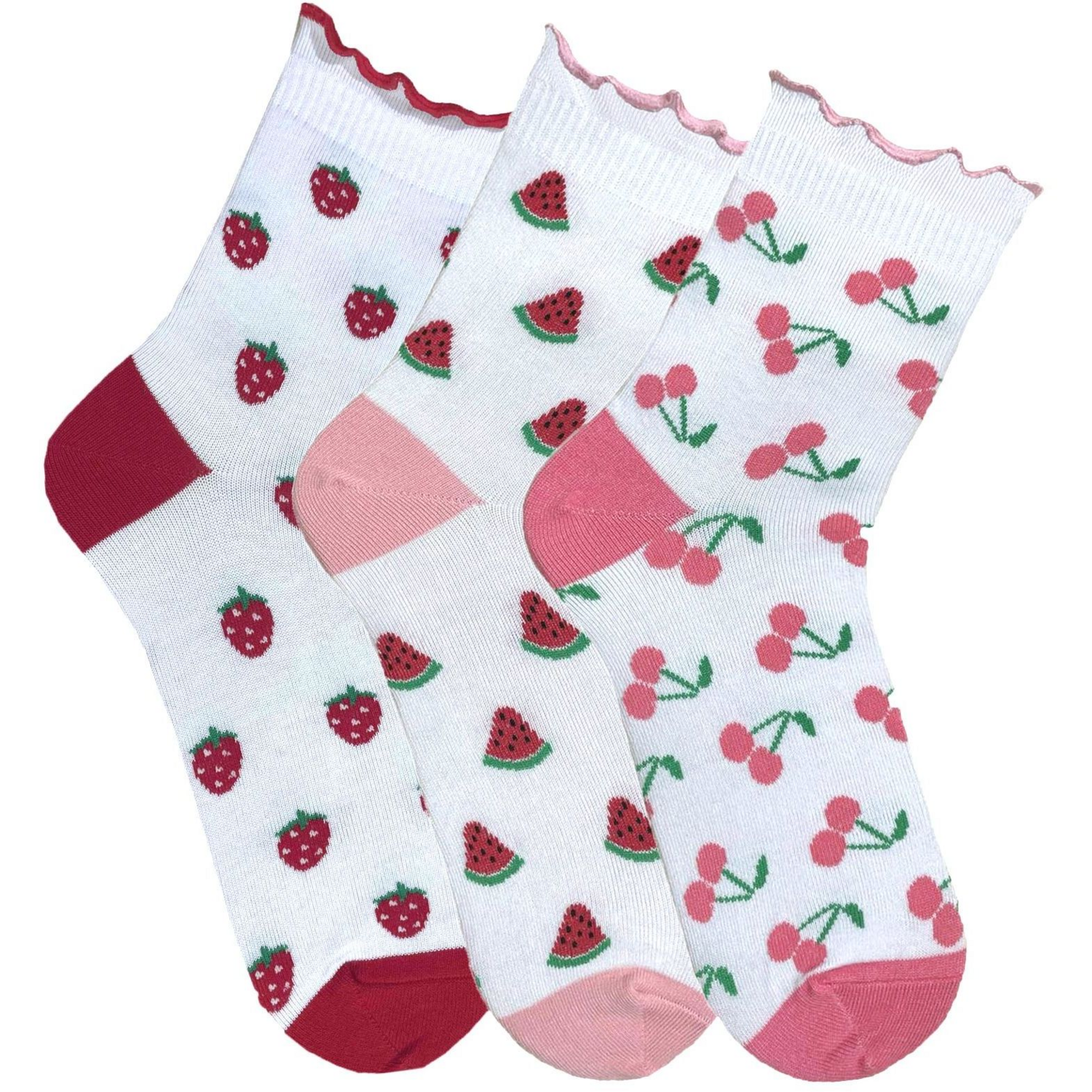 Набор носков женских Premier Socks 36-40 3 пары белые с принтом Ягоды (4820163319186) фото 