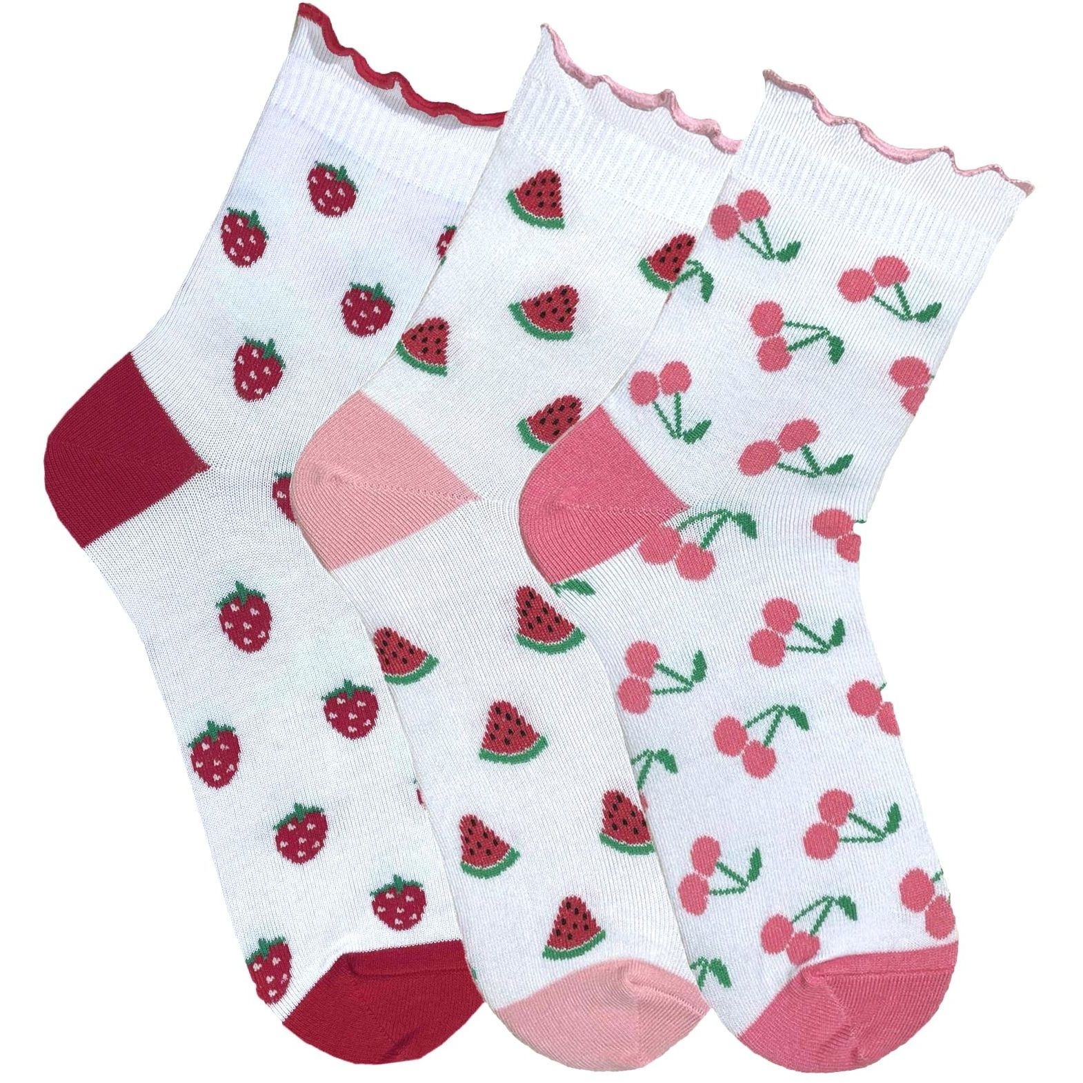Набор носков женских Premier Socks 36-40 3 пары белые с принтом Ягоды (4820163319186) фото 1