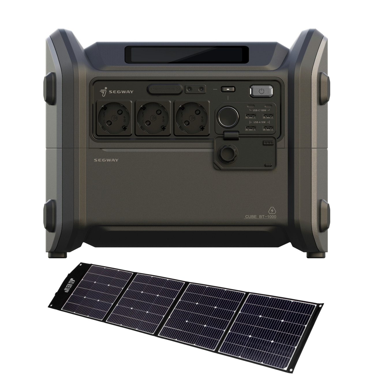 Портативна зарядна станція Segway CUBE 1000, 2584W, 1024Wh + сонячна панель 2E 200 Вт (AA.13.04.02.0004-SET200)фото