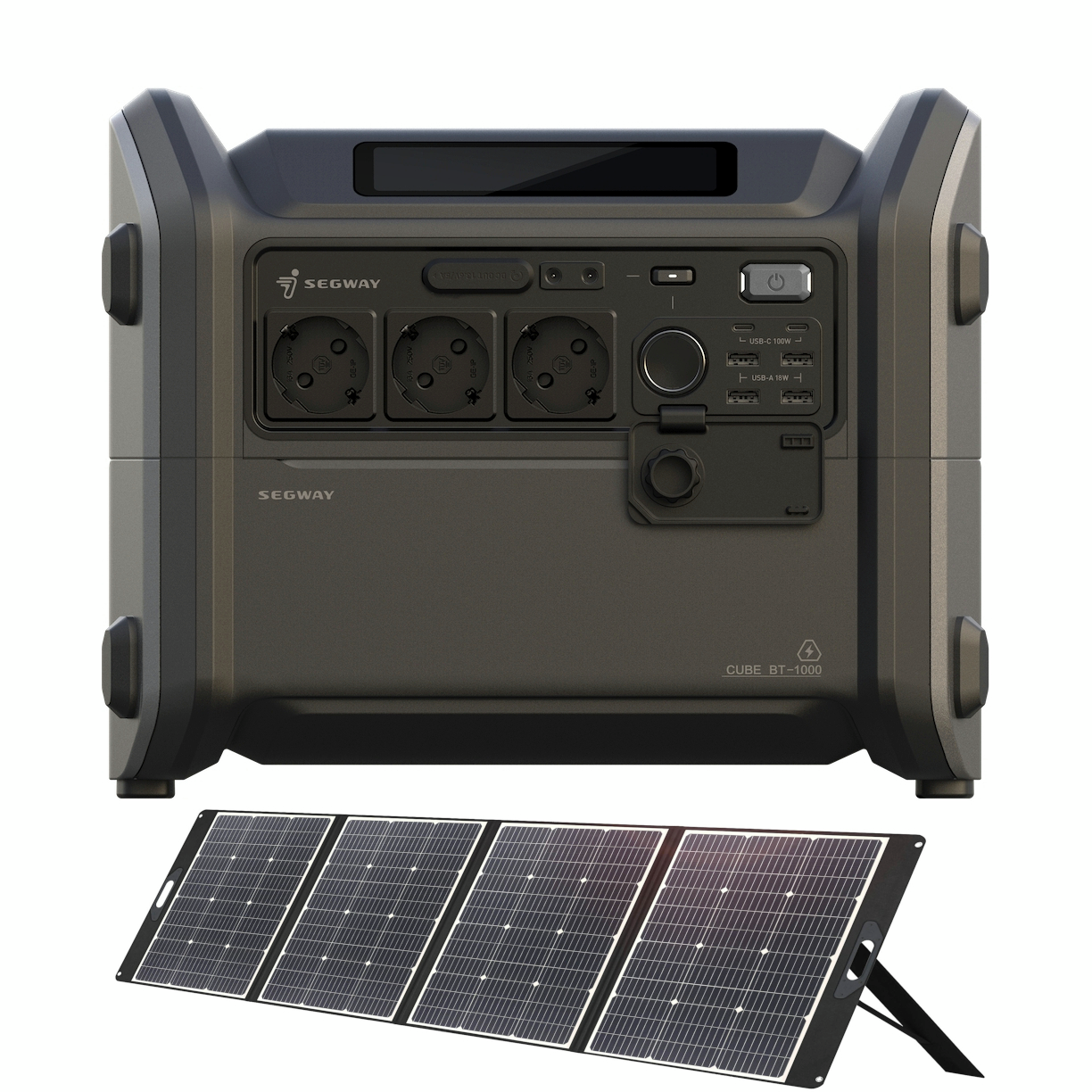 Портативная зарядная станция Segway CUBE 1000, 2584W, 1024Wh + солнечная панель 2E 300 Вт (AA.13.04.02.0004-SET300) фото 