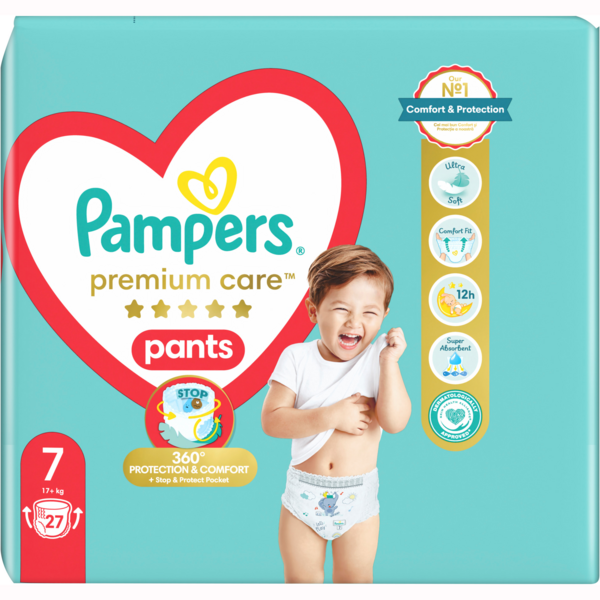 Акція на Подгузники-трусики Pampers Premium Care Pants Размер 7 (17+ кг) 27шт від MOYO