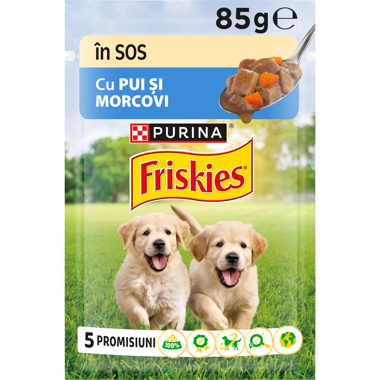 Влажный корм для щенков Friskies с курицей и морковью в соусе 85г фото 