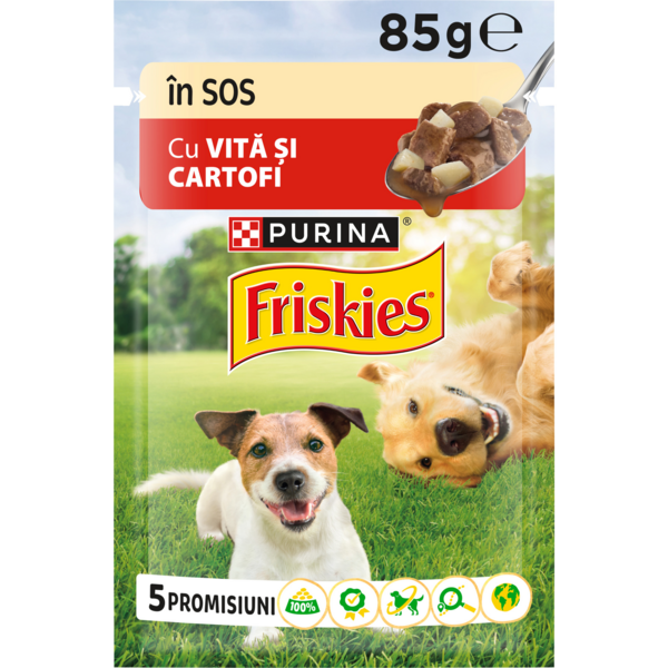 

Влажный корм для собак Friskies с говядиной и картофелем в соусе 85 г