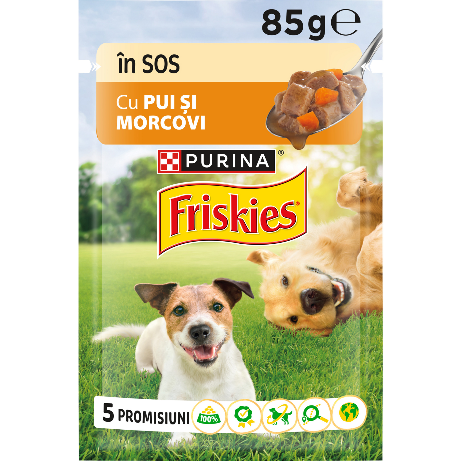 Влажный корм для собак Friskies с курицей и морковью в соусе 85г фото 