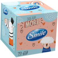 Салфетки косметические Smile 3 слоя белые 70шт