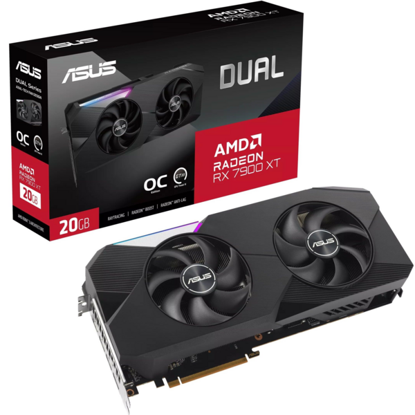 Видеокарта ASUS Radeon RX 7900 XT 20GB GDDR6 DUAL OC DUAL-RX7900XT-O20G (90YV0IV2-M0NA00)