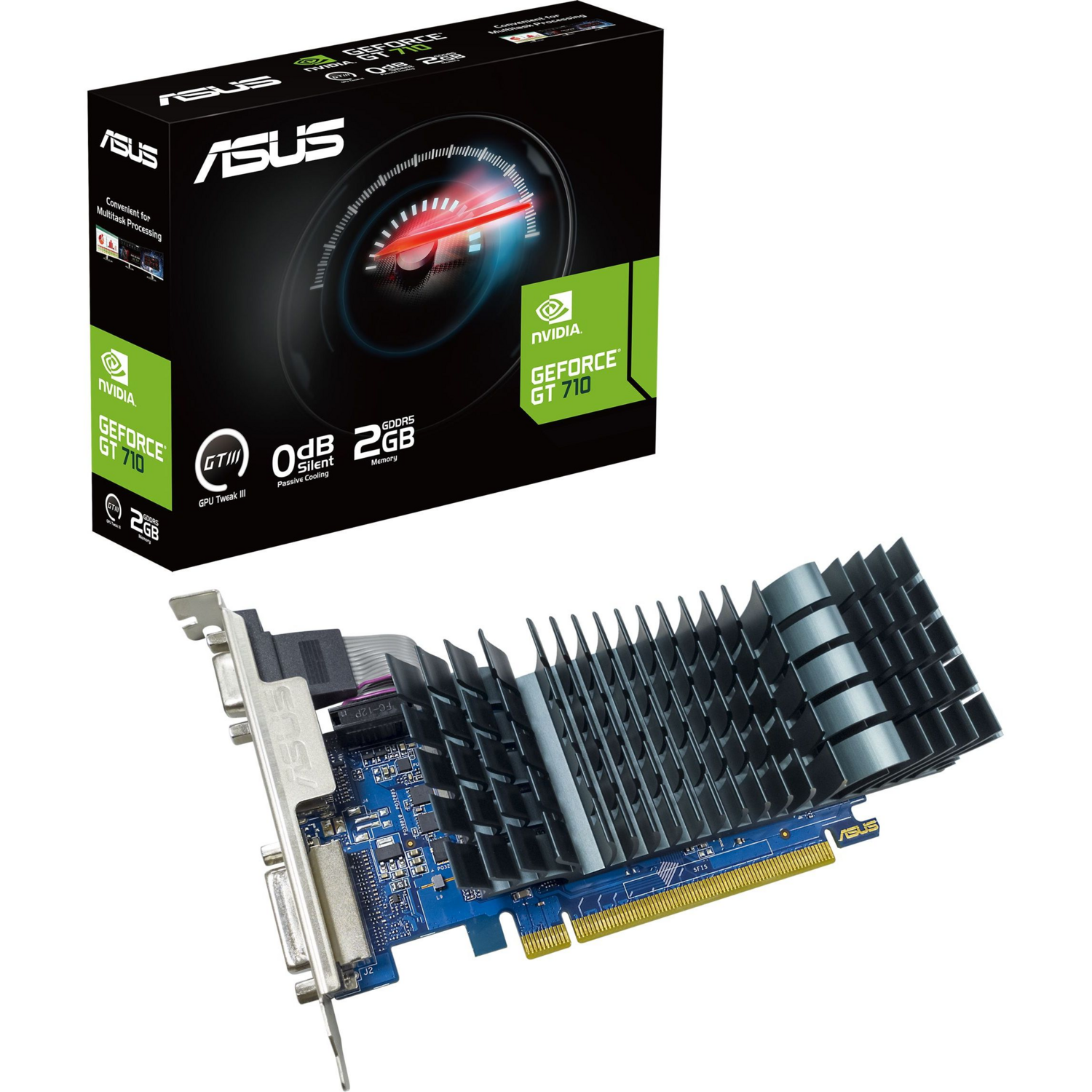 Видеокарта ASUS GeForce GT710 2GB GDDR3 silent EVO GT710-SL-2GD5-BRK-EVO (90YV0ALA-M0NA00) фото 