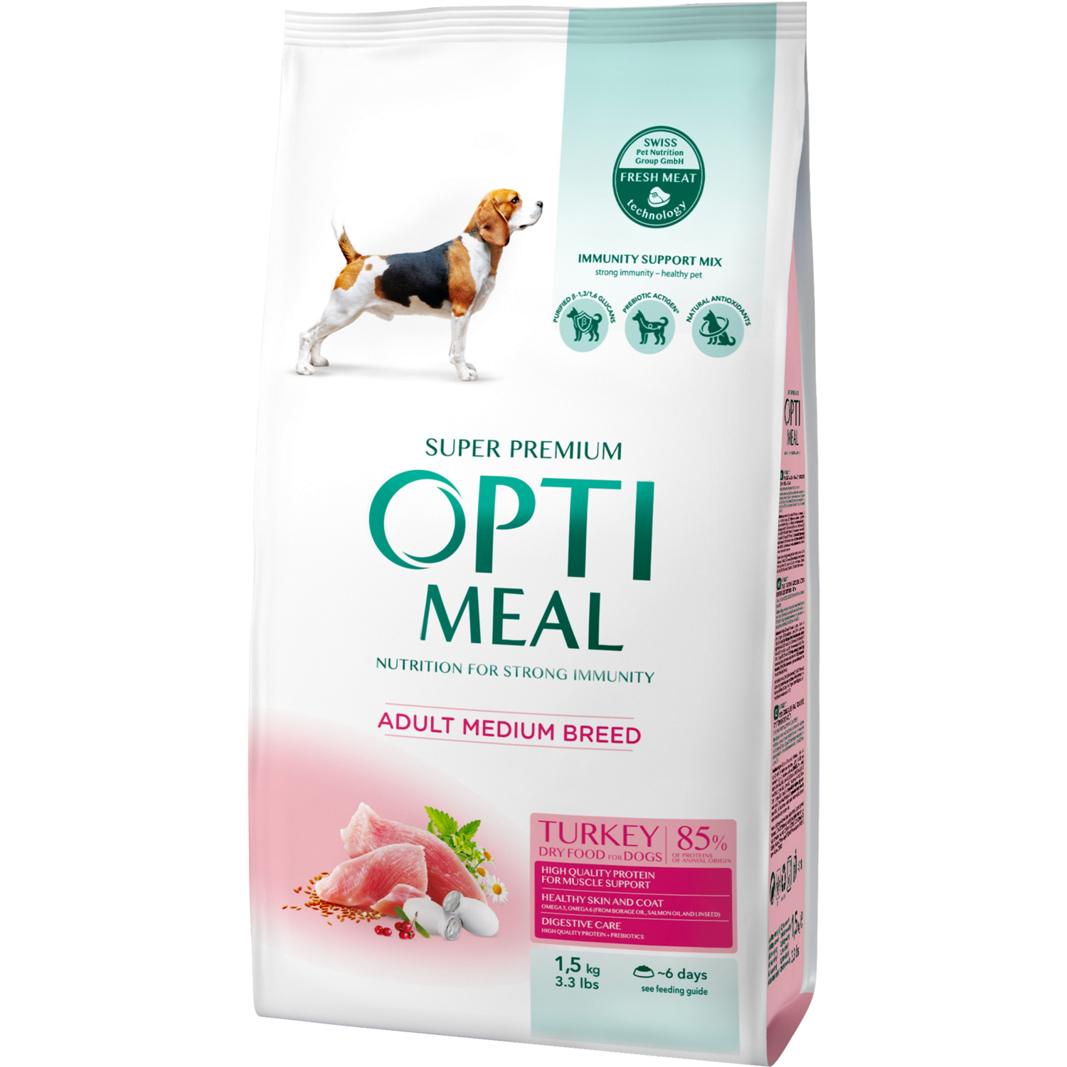 Сухой корм Optimeal для взрослых собак средних пород с индейкой 1.5кг (B1720501) фото 
