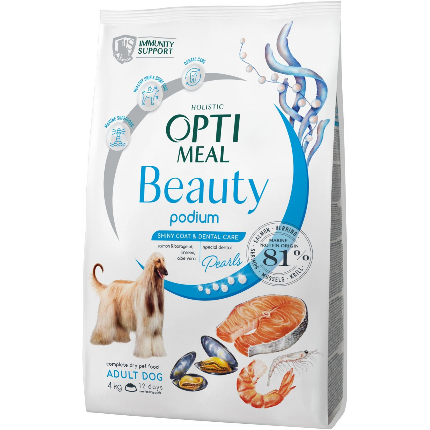 Сухой корм Optimeal Beauty Podium для взрослых собак всех пород з морепродуктами 4кг (B1762801) фото 