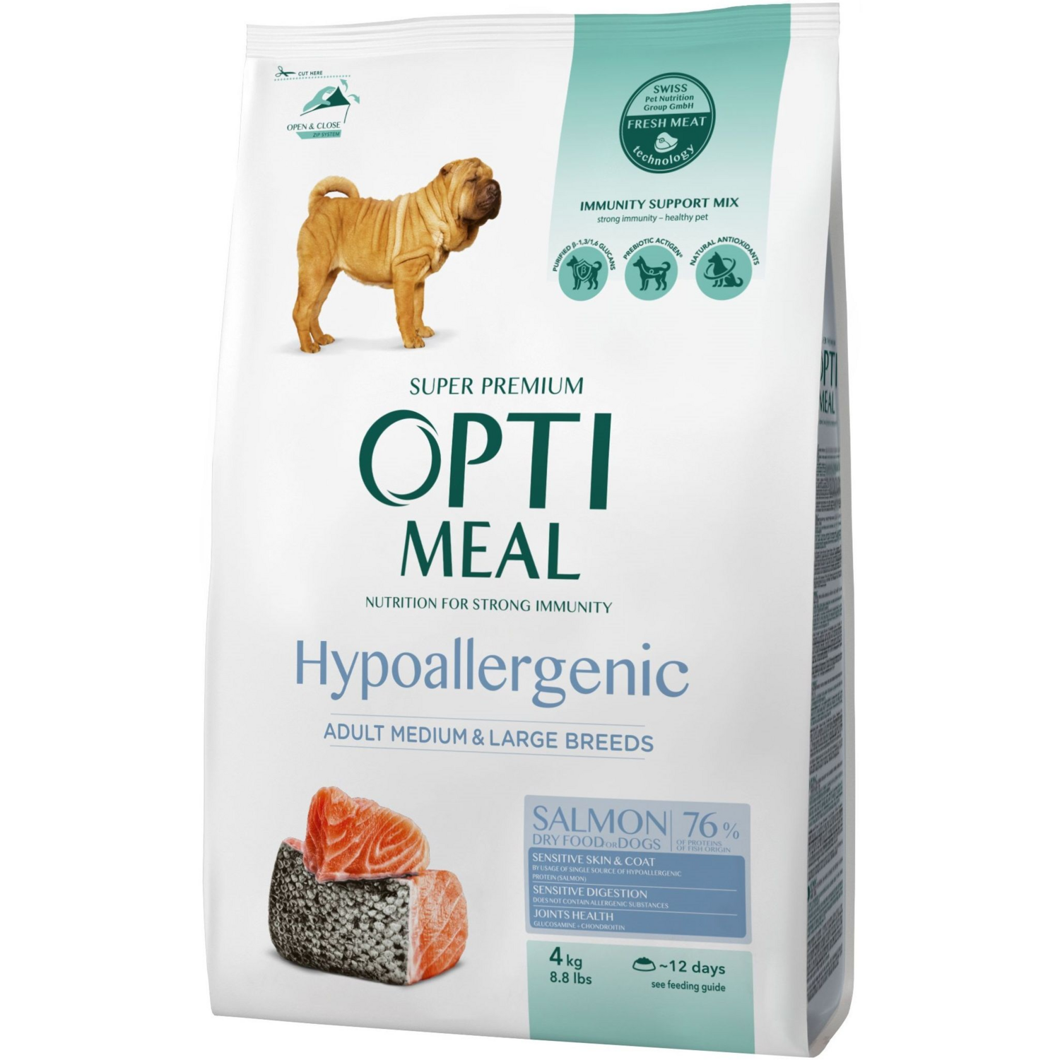 Сухой гипоаллергенный корм Optimeal для взрослых собак средних и крупных пород с лососем 4кг (B1761701) фото 