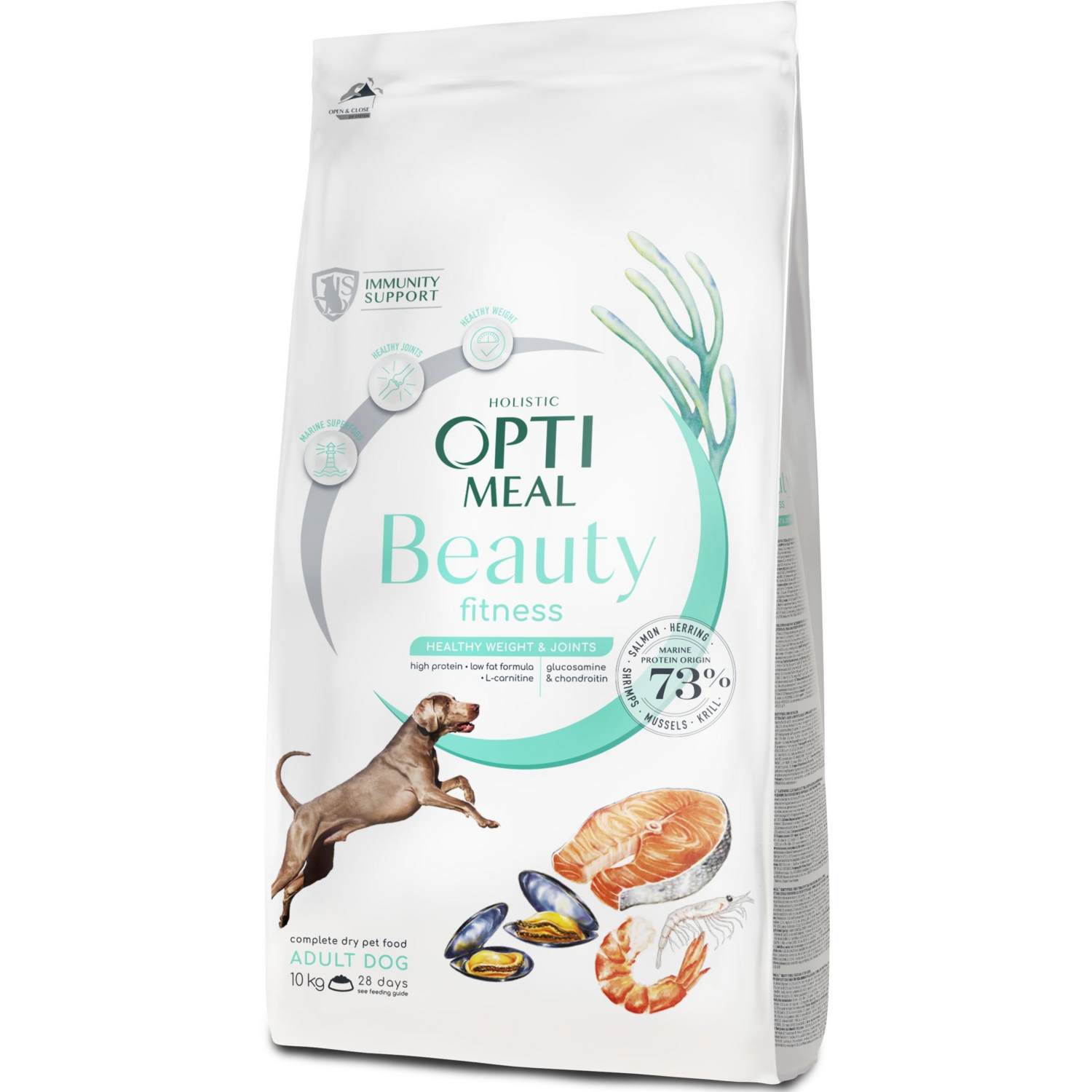 Сухой беззерновой корм Optimeal Beauty Fitness Healthy Weight &amp; Joints для взрослых собак всех пород з морепродуктами 10 фото 
