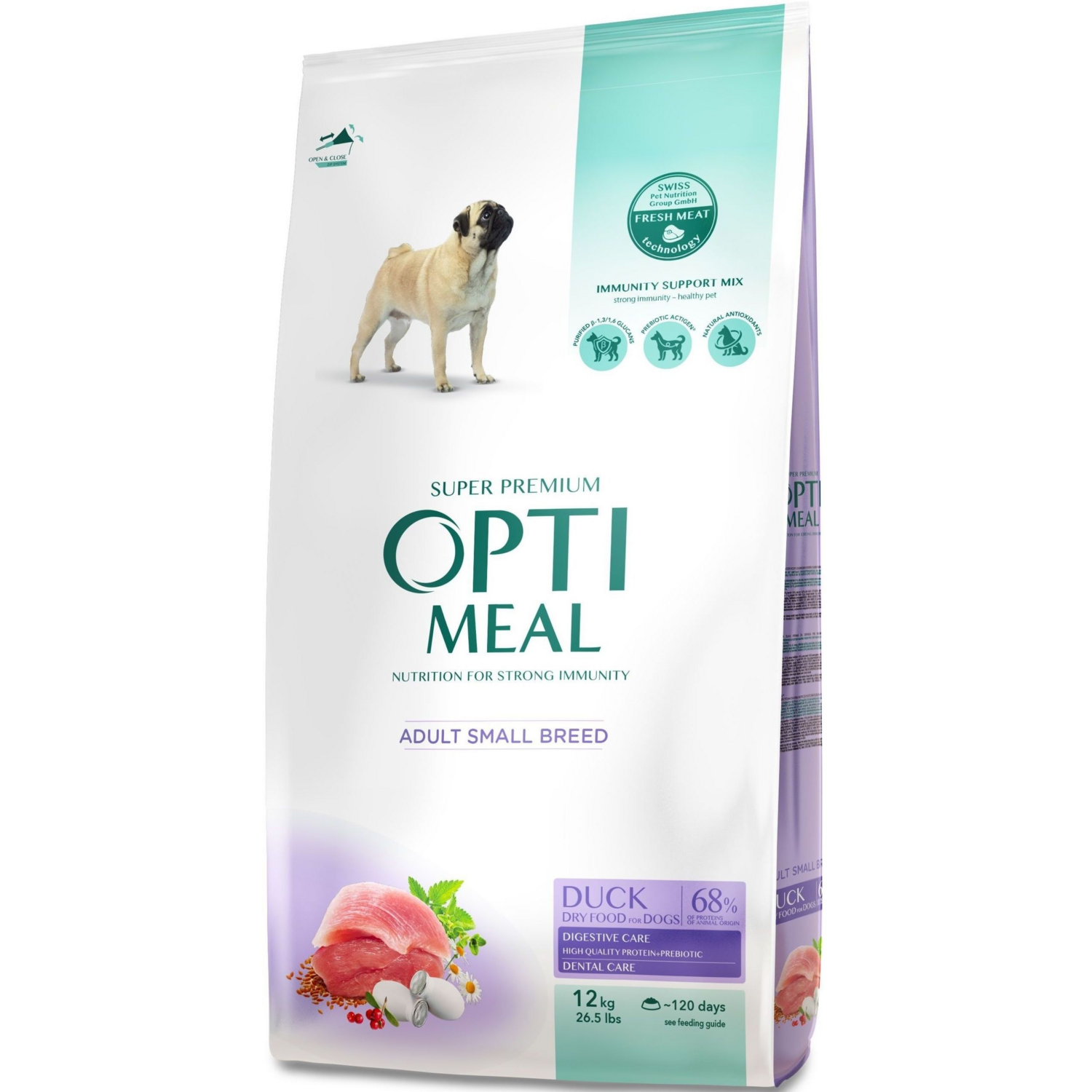 Сухой корм Optimeal для взрослых собак малых пород с уткой 12кг (B1740801) фото 