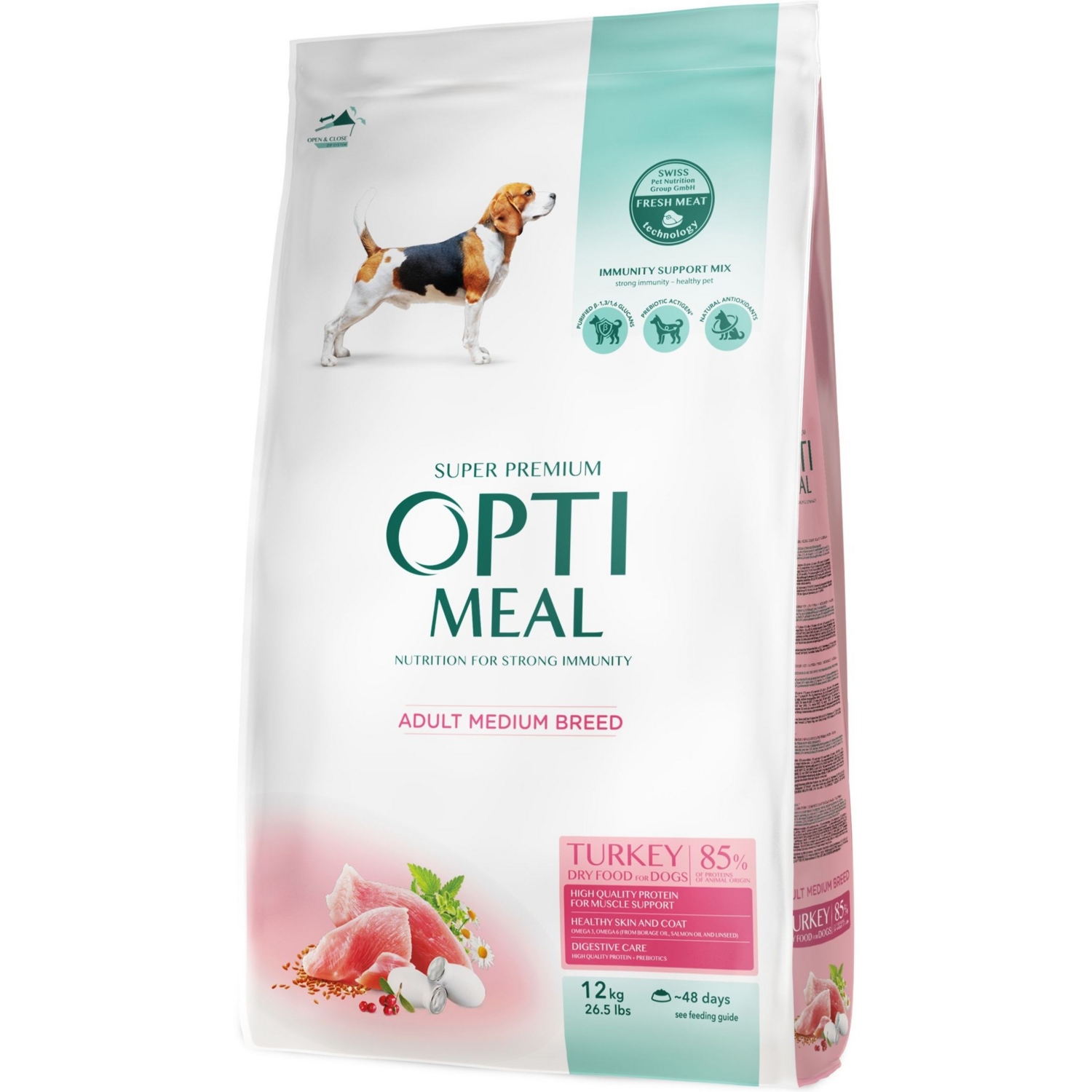 Сухой корм Optimeal для взрослых собак средних пород с индейкой 12кг (B1740501) фото 
