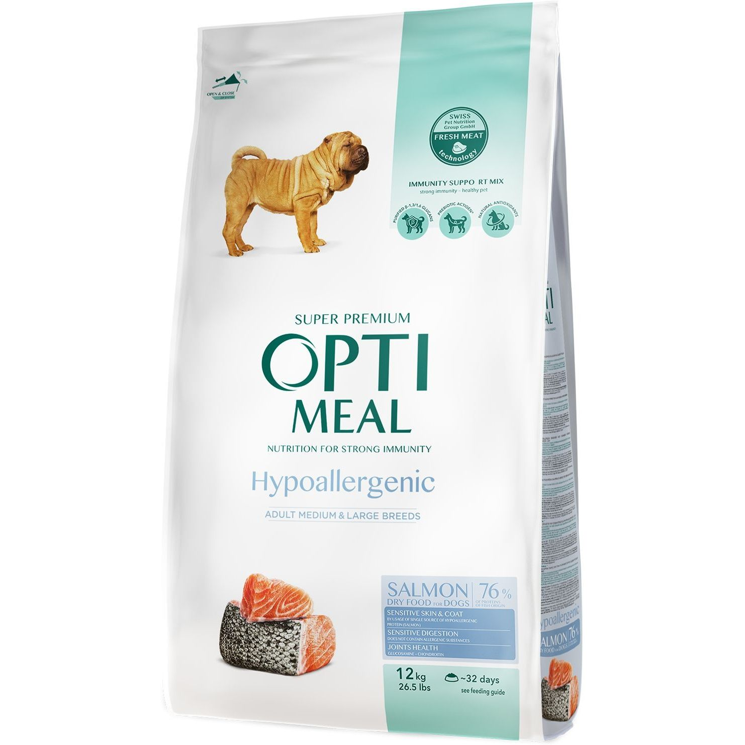 Сухий гіпоалергенний корм Optimeal для дорослих собак середніх та великих порід з лососем 12кг (b1740711)фото1