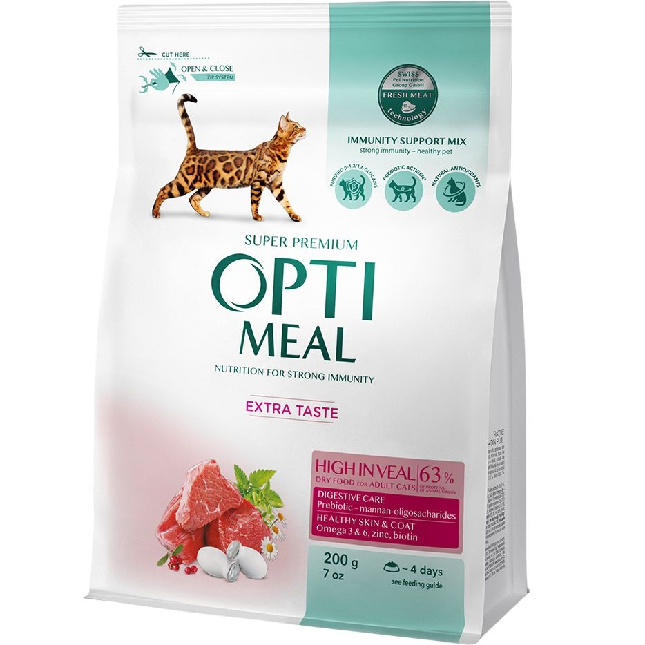 Сухой корм Optimeal для взрослых кошек с телятиной 200г (B1890201) фото 