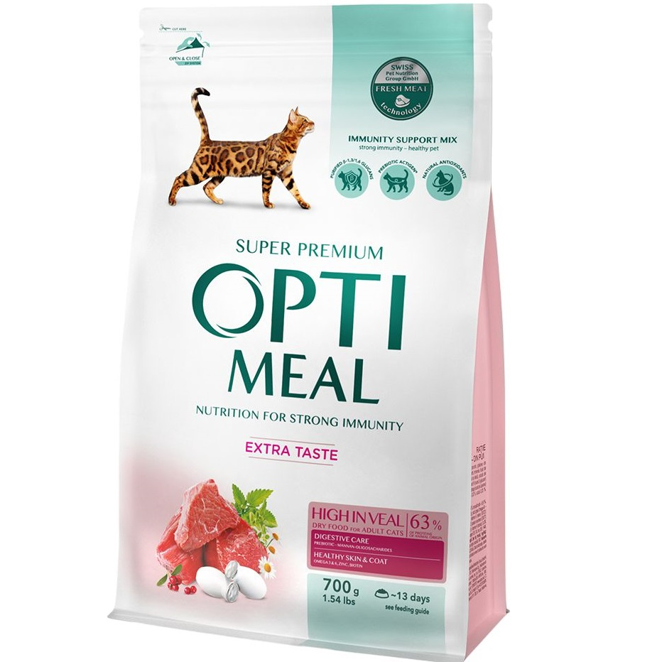 Сухий корм Optimeal для дорослих кішок з телятиною 700г (B1810502)фото1