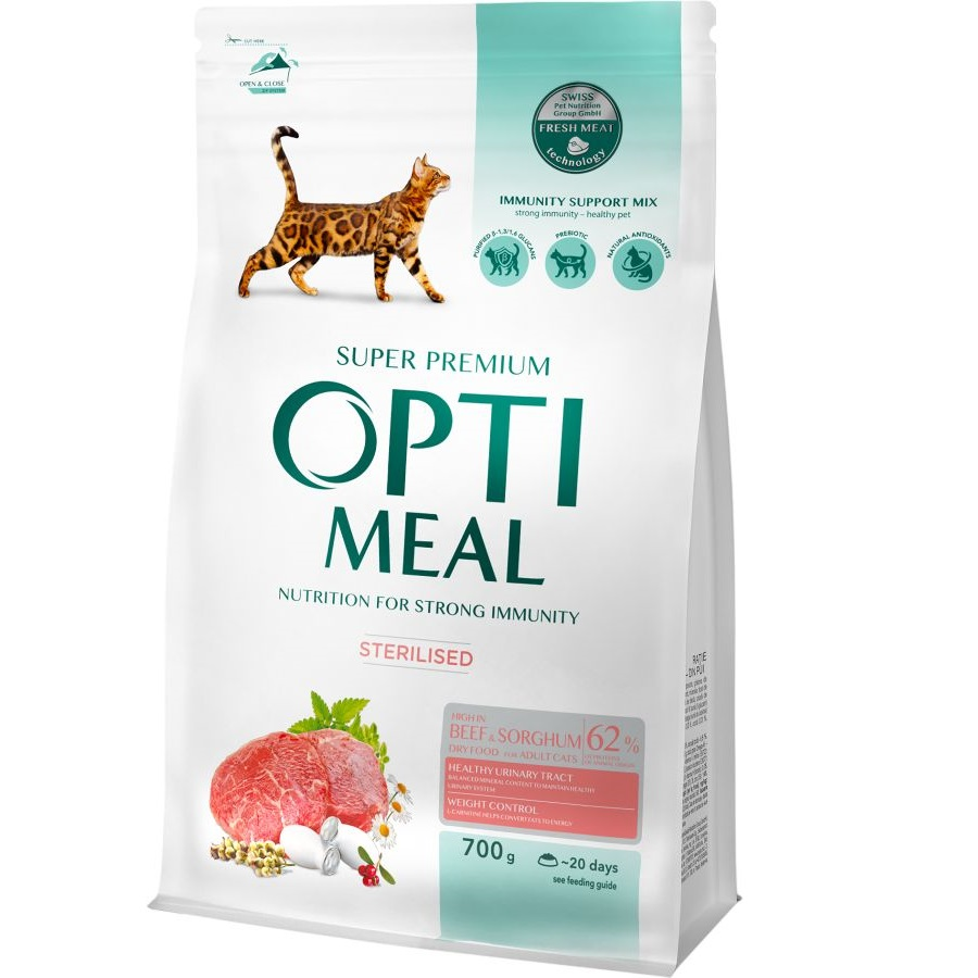Сухий корм Optimeal для стерилізованих кішок з яловичиною та сорго 700г (B1811402)фото
