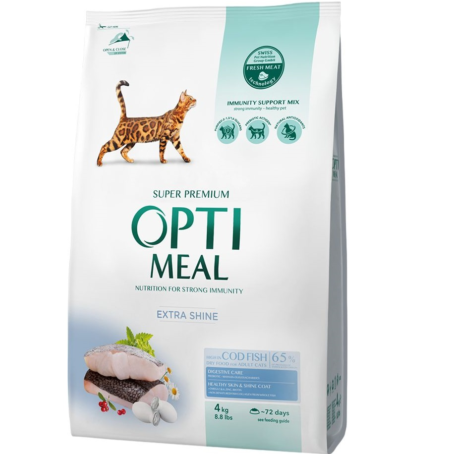 Сухий корм Optimeal для дорослих кішок з тріскою 4кг (B1841301)фото