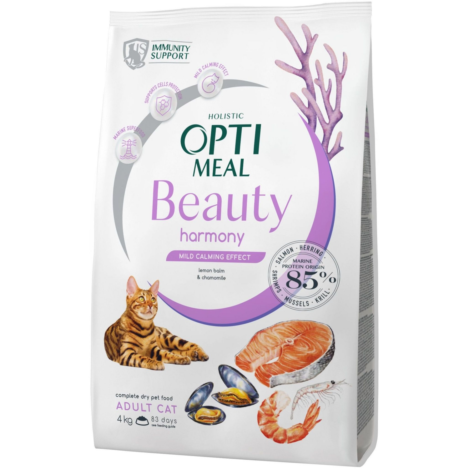 Сухой корм Optimeal Beauty Harmony для взрослых кошек з морепродуктами 4кг (B1842301)фото