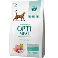 Сухой корм Optimeal для стерилизованных кошек с индейкой и овсом 4кг (B1840601)