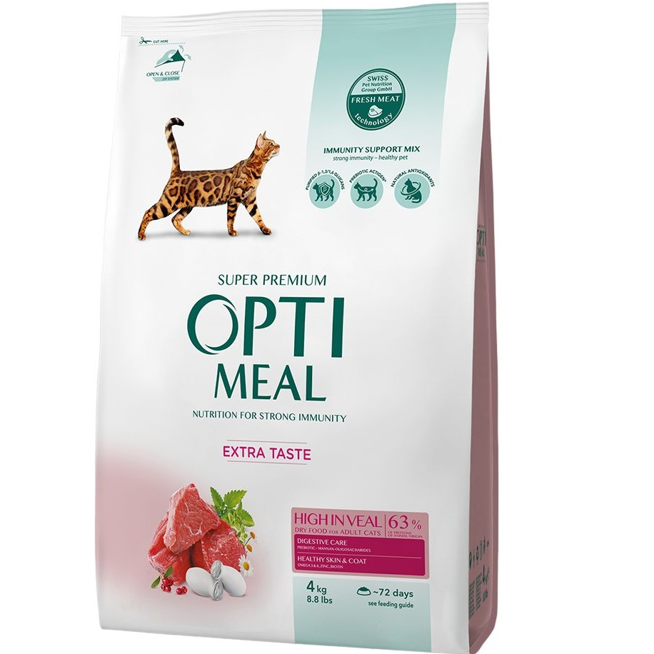 Сухий корм Optimeal для дорослих кішок з телятиною 4кг (B1840501)фото