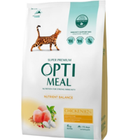 Сухой корм Optimeal для взрослых кошек с курицей 4кг (B1841201)