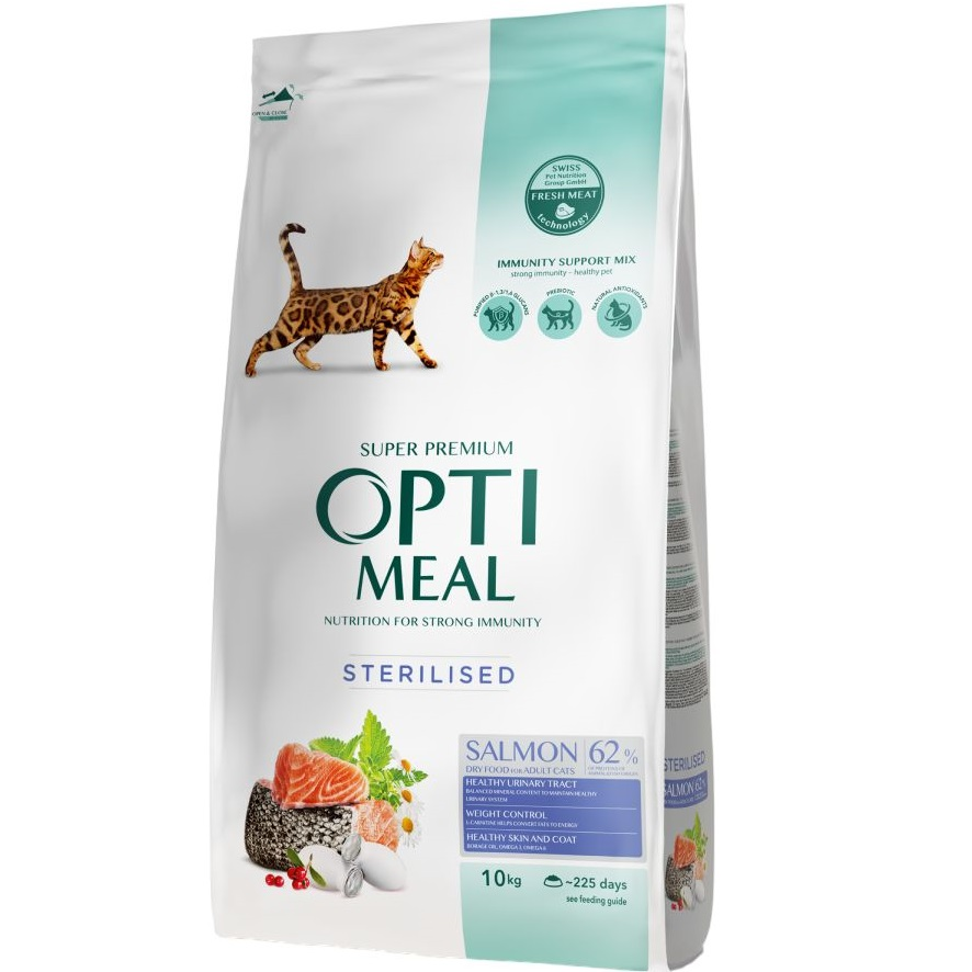 Сухой корм Optimeal для стерилизованных кошек с лососем 10кг (B1832501) фото 