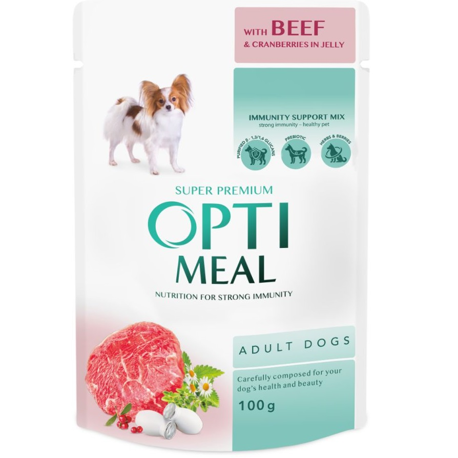 Влажный корм Optimeal для взрослых собак с говядиной и клюквой в желе 100г (B2910702)фото