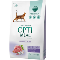 Сухий корм Optimeal для дорослих кішок для виведення вовни з качкою 4кг (B1840701)