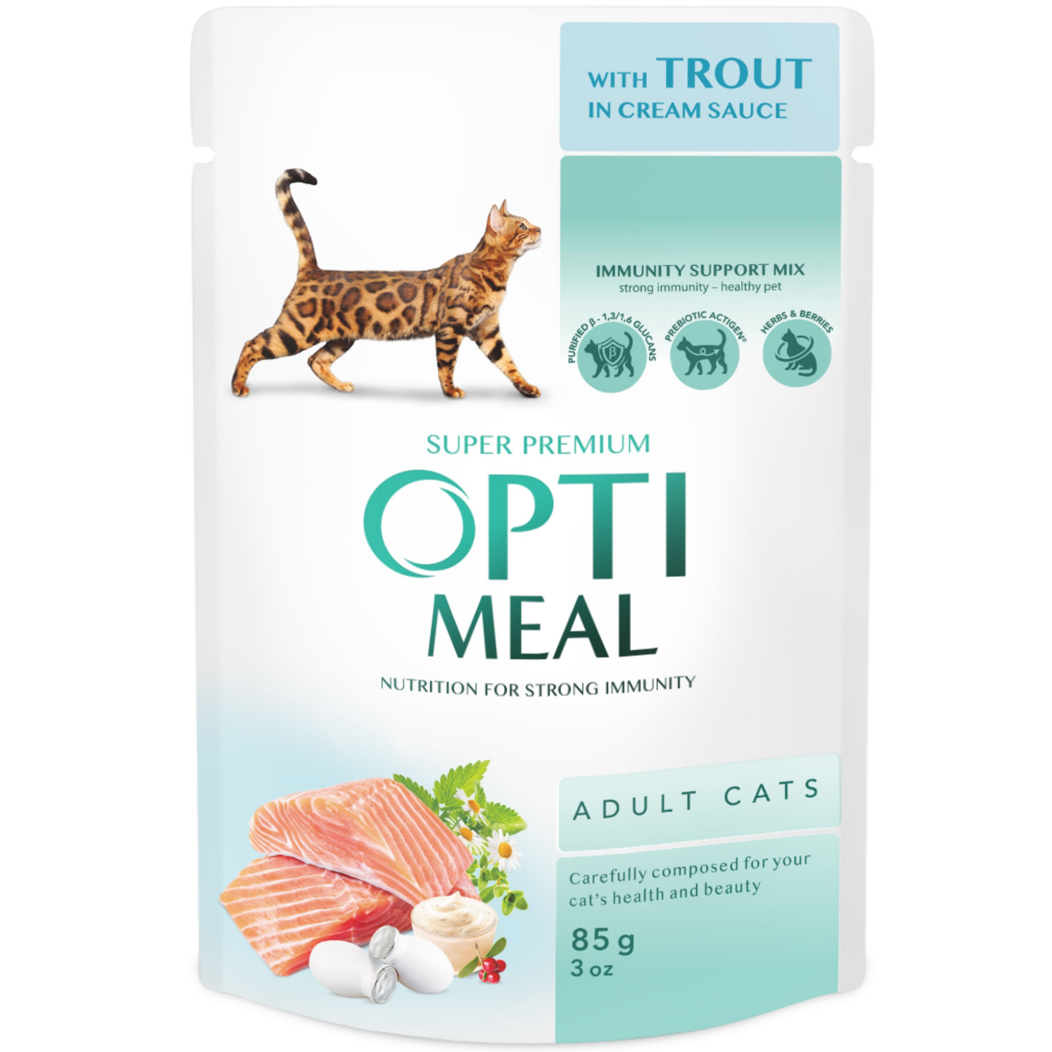 Влажный корм Optimeal для взрослых кошек с форелью в кремовом соусе 85г (B2711802) фото 