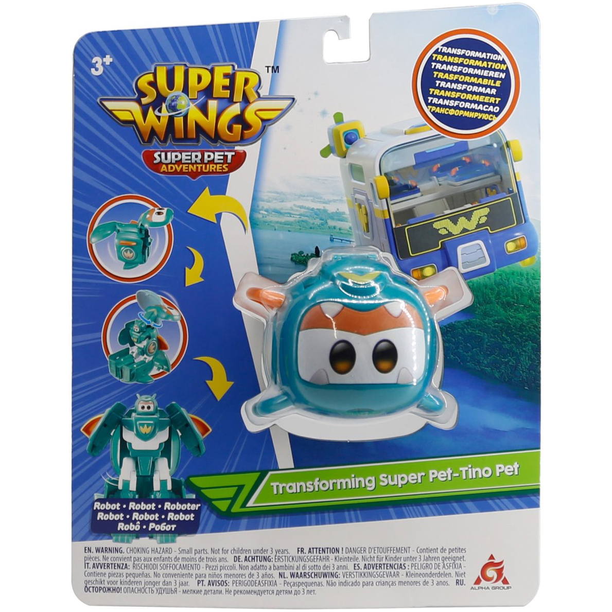 Игровая фигурка-трансформер Super Wings Transforming Super Pet Тино любимец (Tino pet) (EU770643) фото 