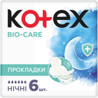 Гигиенические прокладки Kotex Bio-Care Night 6шт