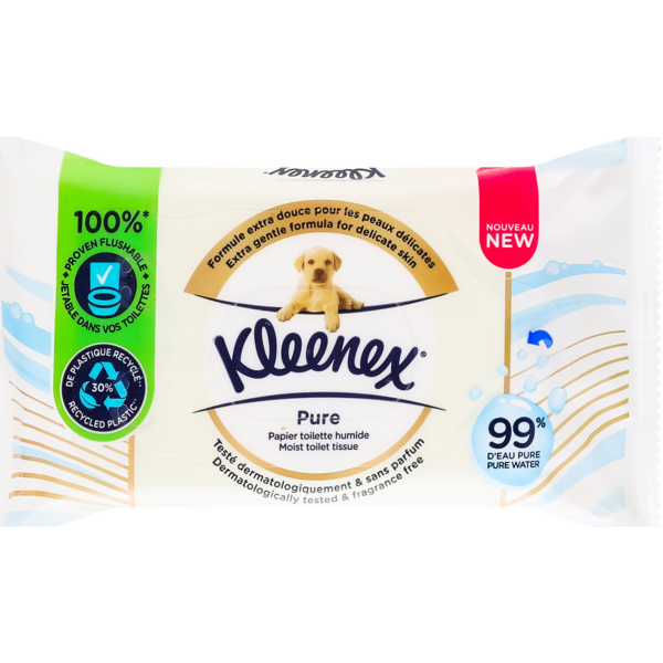 Акція на Туалетная влажная бумага Kleenex Pure 38шт від MOYO