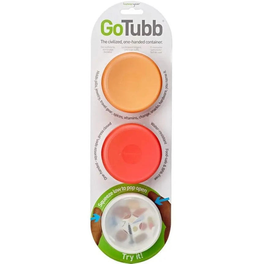 Набор контейнеров Humangear GoTubb 3-Pack Medium clear/orange/red фото 